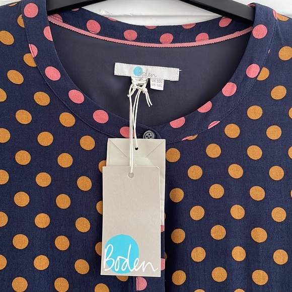 Boden Women's Size US 16L (Tall) Navy Blue Polka dot Midi Dress NWT - Picture 4 of 8